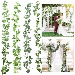 Decorative Flowers & Wreaths 200cm Green Silk Leaves Hanging Garland Artificial Leaf Ivy Vine Fake Plant For Home Wedding Birthday Party Dec