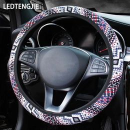 the color wheel UK - Steering Wheel Covers Color Car Cover Ethnic Linen Texture No Inner Ring Elastic Band Stylish And BeautifulSteering