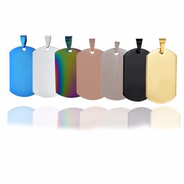Military Army ID Wholesale Stainless Steel Name Blank Dog Tags Pendant Rectangle Necklace Jewelry
