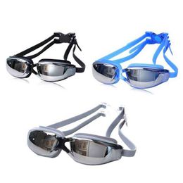 Men Women Swimming Goggles Adjustable Electroplating UV Waterproof Antifog Swimwear Eyewear Swim Diving Water Glasses G220422