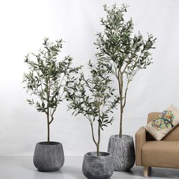 Decorative Flowers & Wreaths Artificial Olive Tree Plants Bonsai Potted Plant Floor Flowerpots Indoor Decora Ornaments 60-180CM