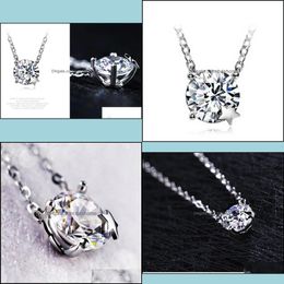 Pendant Necklaces Pendants Jewellery S925 Sterling Sier Cubic Zirconia Round Crystal Star Women Fashion Drop Delivery 2021 Bmgzo