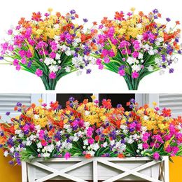 Decorative Flowers & Wreaths Bunch Of 7 Forks Artificial Flower Plants Outdoor Anti-ultraviolet Hanging Pot Garden Porch Wedding DecorationD