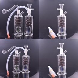 Mini smoking Spiral Glass Oil Burner Bongs Pipes Water Oil Rigs tobacco pipe with silicone hose