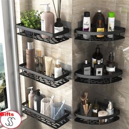 Bathroom Shelf Punchfree Shampoo Shower Storage Holder Wall Toilet Corner Shelves Organiser Accessories 220809