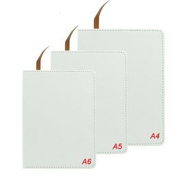 Sublimation Blanks Notepads A4 A5 A6 White Journal Notebooks PU Leather Covered Heat Transfer Printing Note Books with Inner Papers Adhesive Tapes DIY Logos 2022