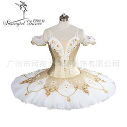 Professional YAGP Gold Nutcracker Professional Pancake Ballet Tutus Women White Tulle Performance Stage Costume BT9099