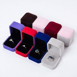 Velvet Jewellery Gift Boxes Square Design Rings Display Show Case Weddings Party Couple Jewellery Packaging Box For Ring Earrings 55x50x45MM SN4631