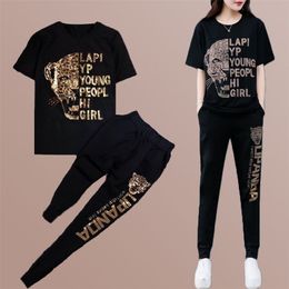 Casual Women Two Piece Outfits Summer Letter 2 Set Top And Pants Spring Korean Tracksuit Women's Tracksuits Matching Sets 220509