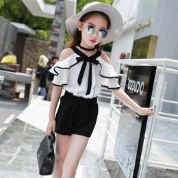 Summer Girls Clothing Sets Kids TshirtShorts Suits Short Sleeve Children Fashion Girl Clothes Outfit 4 6 8 10 11 12 Years 220615