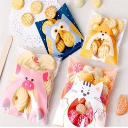 50Pcs Cute Cartoon Animals Cookie Candy SelfAdhesive Plastic Bag for Wedding Birthday Party Biscuits Baking Gift Packaging 220704