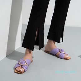 Slippers Simple Cross Flat For Women Outdoor Luxury Fashion Rhinestone Flat-heeled Sandals 2022 Summer zx1