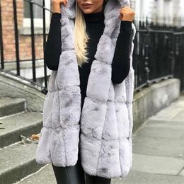 Autumn Winter Faux Fur Coat Women New Warm Slim Solid Sleeveless Ladies Vest Vintage Fake Fur Coat Jacket Winter Clothing 201019