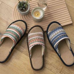 Home Non Slip Linen Slippers Indoor Cotton And Linen Four Season Slippers J220716