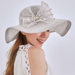 Wide Brim Hats Beach Floppy Womens Summer Dress Hat Leaf Flower Bridal Shower Sun HatWide Pros22
