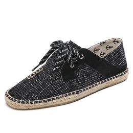 white canvas shoes for women UK - 2022 New canvas shoes breathable straw hemp rope mens womens big size 36-44 eur fashion Breathable comfortable black white green Casual three 2045