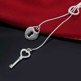 Silber 925 Sonderangebot Herz Schloss Schlüssel Halskette für Frauen Hochzeit Party Schmuck Weihnachtsgeschenke