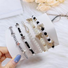 Beaded Strands Korean Lovely Butterfly Bracelet Students Fashion Simple Star Hand Jewellery Pearl Elastic Rope For Girls Children G16 Fawn22