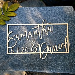 Custom Welcome Wooden Rectangle Name Sign Personalised Bride and Groom Names Wedding Date Decoration 220618