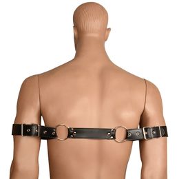 Male PU Leather Tops Gay Chest to Arm Harness Bondage Restraint Adjustable Men Belts Punk Rave sexy Products for