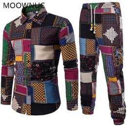 Men's Set Shirt Trousers Two-piece Suite Ethnic costumes Fashion mens clothing Summer Casual Male Dress Plus Size 5XL 201128