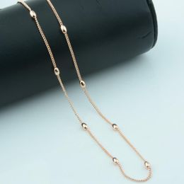 Chains 3mm Bead Wide Fashion Women 585 Rose Gold Oval Ball Necklace Beaded Chain 50cm 60cm JewelryChains