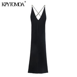 Women Fashion With Chains Fitted Party Knit Midi Dress Vintage Backless Cross Straps Female Dresses Vestido Mujer 220526
