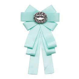 Fashion Cloth Art Bow Brooches for Women Rhinestone Bow Tie Female Shirt Dress Corsage Luxulry Jewelry Clothing Accessories