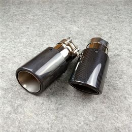 Universal Car Style Exhaust Pipe Carbon Fibre Exhausts Muffler Tip Akrapovic Curly Edge Glossy Tail End Tips268j