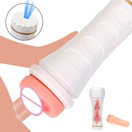 Big Male Masturbation Cup Penis Pump sexy Machine Erotic y Flashlight Shape Vagina Real Pussy Toys For Men Aircraft