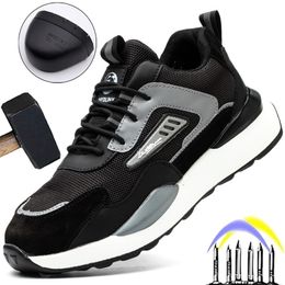 Male Sport Safety Shoes Men Work Boots Steel Toe Light Comfort Protective Antipuncture Sneakers Indestructible 220728