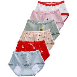 6pcs/lot Ladies Menstrual Period Panties Leakproof Low Waist Women Briefs Cotton Lingerie Woman Menstruation Underwear 220422