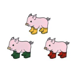 Веселые свиньи дождевые сапоги эмалевые булавки с пигги
