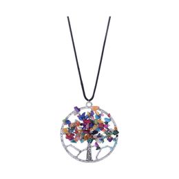 Pendant Necklaces 7 Chakra Quartz Natural Stone Tree Of Life Pendum Necklace For Women Healing Crystal Pendants Reiki Jewelry Hjewel Dhvpc