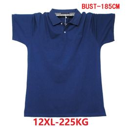 Men's T-Shirts Men's XL T-shirt Large Size 8XL 9XL 10XL 11XL 12XL Cotton Short-sleeved Summer Blue LapelMen's