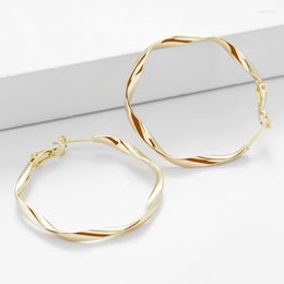 Hoop & Huggie 1 Pair 14k Yellow Gold Twisted Round Small Earrings For Women Personality Fashion Circle Stud WomenHoop Odet22