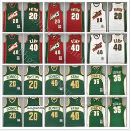 Mitchell Ness Basketball Gary Payton Jersey 20 Kevin Durant 35 Shawn Kemp 40 Red White Green Team Breathable Throwback Vintage Good Q jerseys