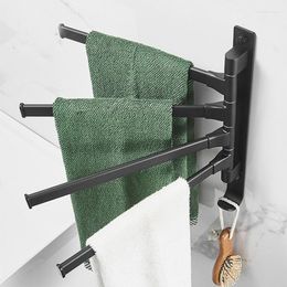 Hangers & Racks Wall-mounted Bathroom Shelf Storage Towel Rack Flexible Metal Rotating Holder