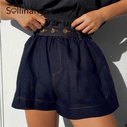BeAvant Casual streetwear high waist shorts women Solid summer High Street style ladies shorts female Loose spring belt bottoms 210709