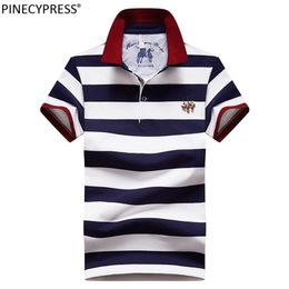 95% Cotton 5% Spandex Quality Summer Man Polo-shirt Fashion Embriodery Striped Casual Male Navy Blue Men Short Sleeve Polo Shirt 220514