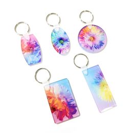 One-sided Sublimation Acrylic Keychain Party Favour 15 Styles Blank Acrylic Ornaments Key Rings Heat Transfer Keychains for Present Making
