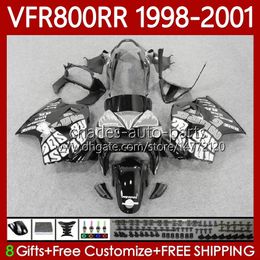 OEM Bodywork For HONDA VFR800RR Interceptor VFR 800RR 800 CC RR 1998-2001 128No.119 VFR-800 800CC VFR800R 1998 1999 2000 2001 VFR800 RR Black white 98 99 00 01 Fairing