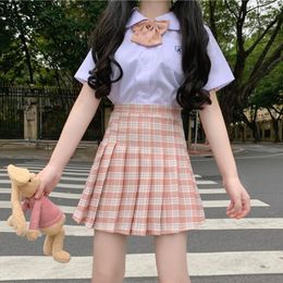 Clothing Sets Japanese College JK Plaid Pleated Skirt Lower A- Line High Waist Children Summer Tide School Girl SkirtClothing