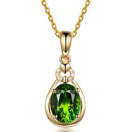 High-end atmospheric emerald gemstone simulation tourmaline colorful treasure pendant female gold-plated jewelry necklace