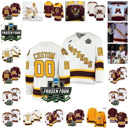 2022 NCAA Frozen Four Championship Minnesota Golden Gophers Hockey Jersey Custom 21 Casey Mittelstadt 22 Tyler Sheehy 10 Brent Gates Jr. 6 Jack Ramsey 18 Leon Bristedt