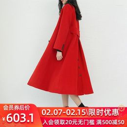 Women's Wool & Blends Han Edition Of Winter 2022 Red Double Coat Female Temperament Long Knee-length Zero Cashmere Bery22