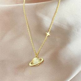 Pendant Necklaces Luxury 925 Sterling Silver Jewellery Woman Star Planet Necklace 5a Zirconia Gold Designer Chain Chokers for Women Teen Girls Tre Nmuz