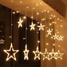 Strings Star LED Curtain String 2M 6.5ft Christmas Fairy Garland Lights Indoor 138LEDs 8 Modes For Home Decoration 220V EU PLUGLED