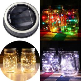 Strings Fairy Light Solar For Mason Jar Lid Insert Color Changing Christmas Lights Outdoor Wedding Garden Decoration No Glass JarLED Strings