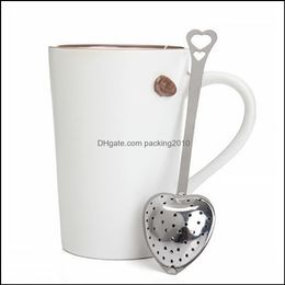 Wholesale "Tea Time" Heart Tea Infuser Heart-Shaped Stainless Herbal Spoon Filter Strainer Drop Delivery 2021 Coffee Tools Drinkware Kitch